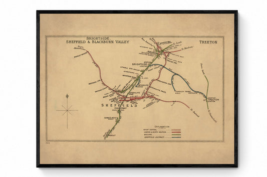 Railway Map 1912 – antique art print from Ninska Designs