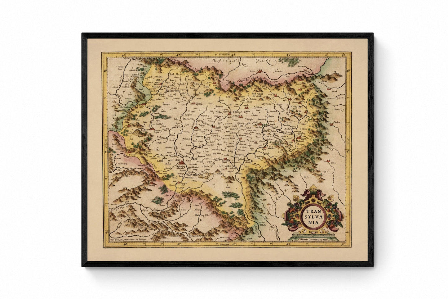 Transylvania Map dated 1595 – antique art print from Ninska Designs