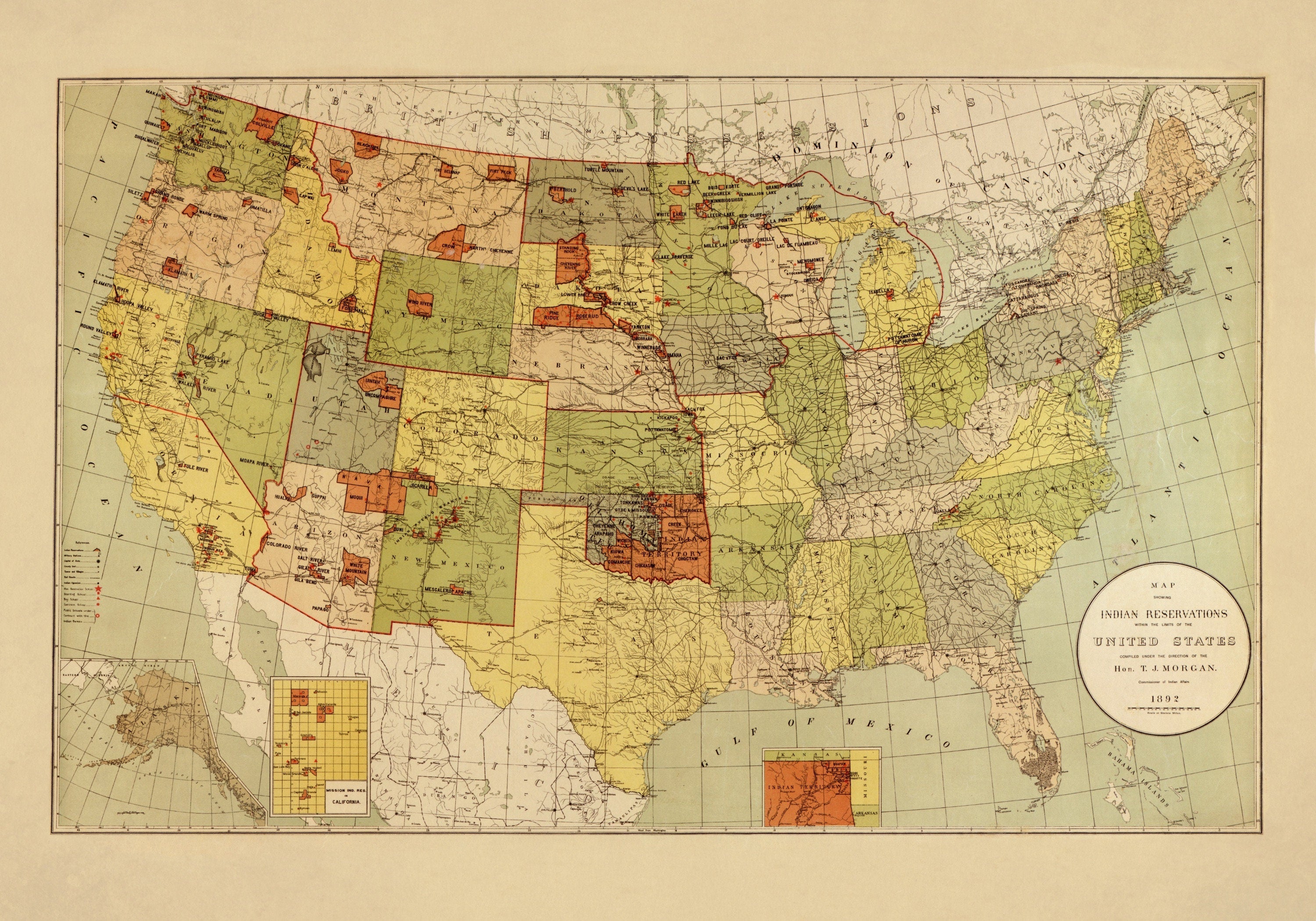 Map showing Indian Reservations within the limits of the United States ...