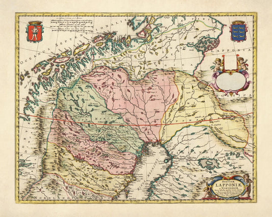Lapland Antique Map - dated c.1750 - Antique Reproduction - Available Framed
