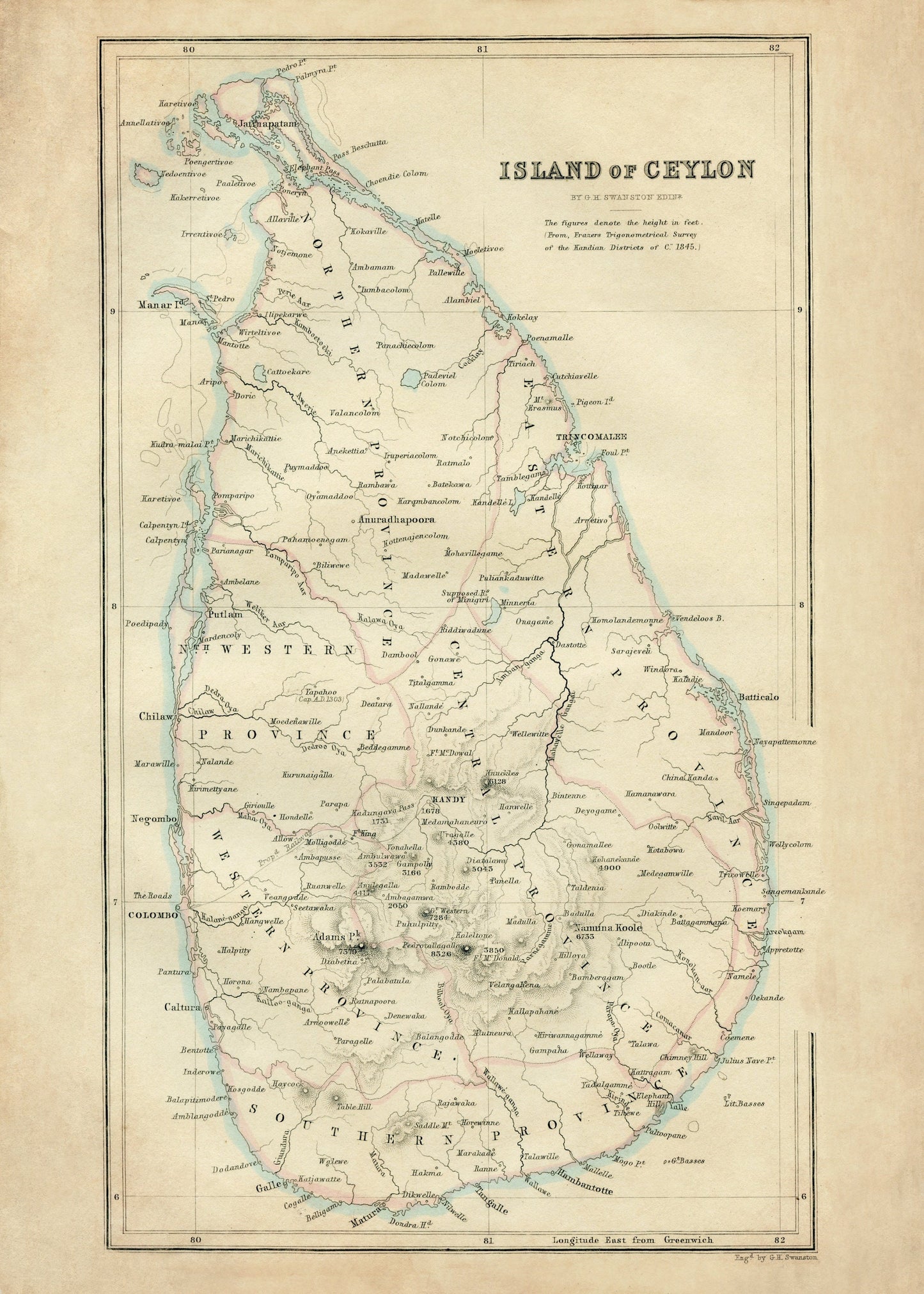 Ceylon Map – antique art print from Ninska Designs