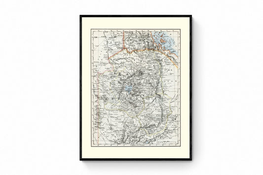 Abyssinia Map - Antique Reproduction - Ethiopia - Eritrea - Ethiopian Empire - Kingdom of Abyssinia - East Africa - Available Framed