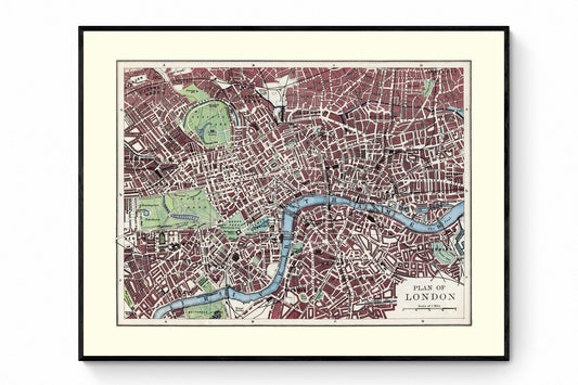 London Map - Antique Reproduction - City Plan - England - Available Framed