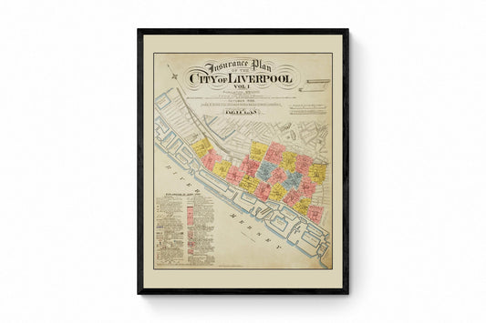 Insurance Plan of the City of Liverpool dated 1888 - Antique Reproduction - Merseyside - Detailed Industrial Map - Available Framed