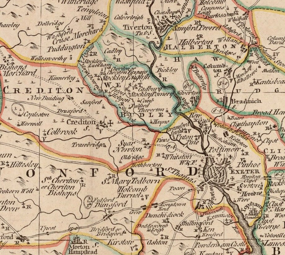 Devon Map dated 1749 - Antique Reproduction - Emanuel Bowen - Detailed County Map - Available Framed