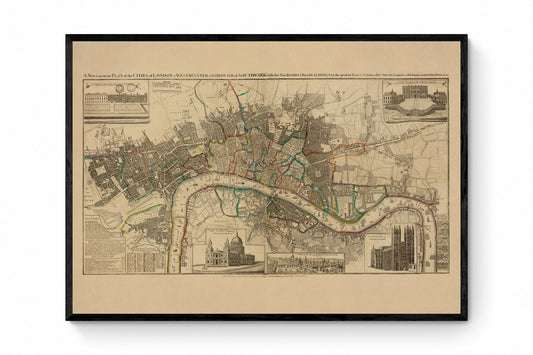 Cities of London & Westminster and Bourough of Southwark Map dated 1776 - Antique Reproduction - City Plan - Available Framed