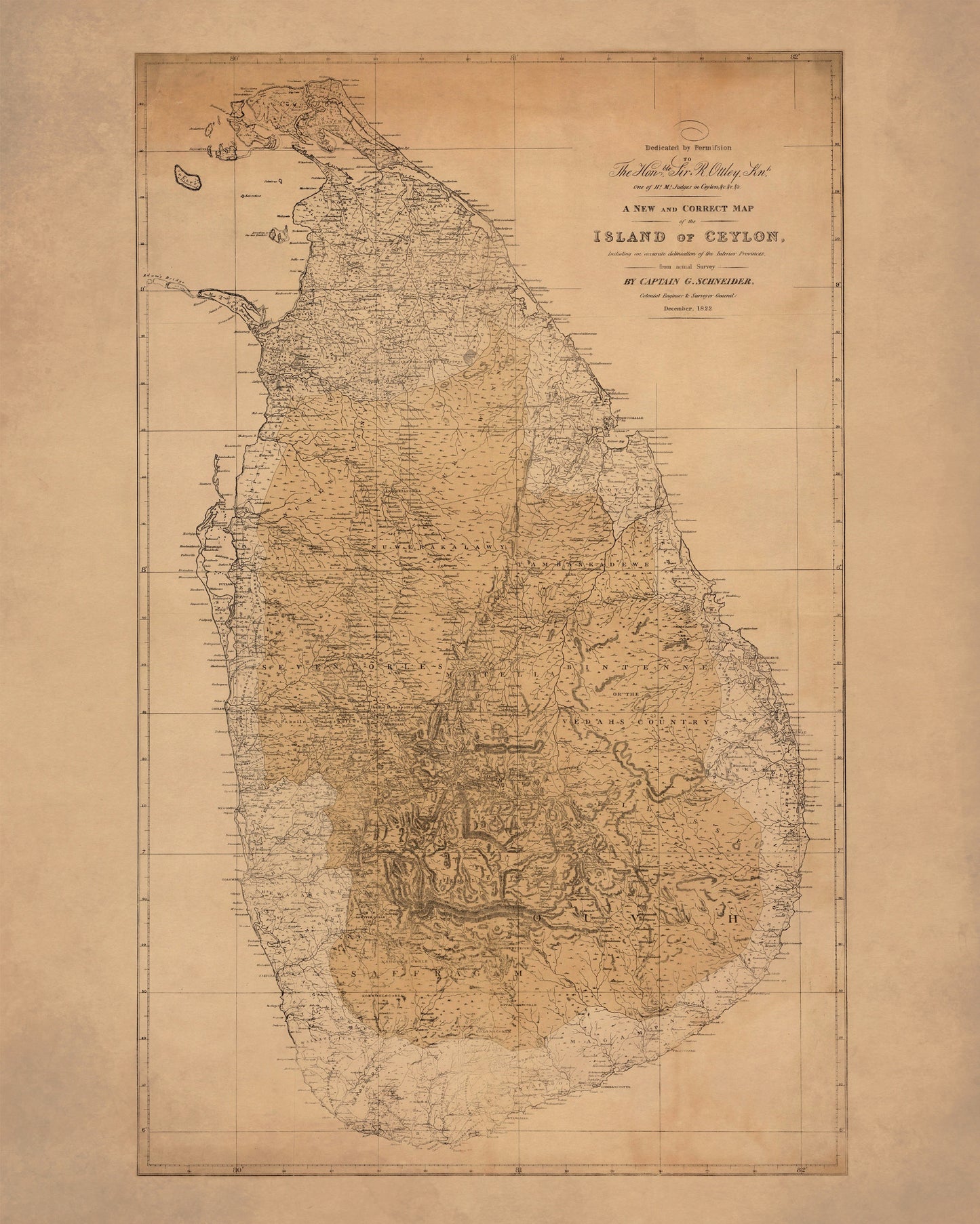 Island of Ceylon Map dated 1822 1822 – antique art print from Ninska Designs