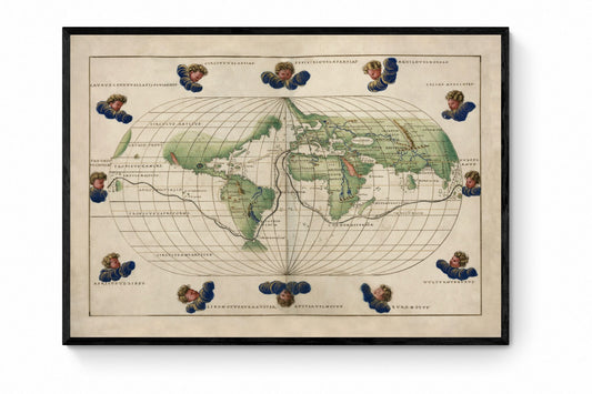 Map of the World in 1542 - Portolan Atlas - Battista Agnese - Antique Reproduction Map - Available Framed