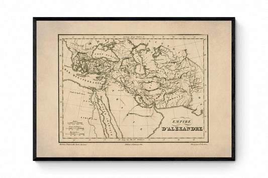 Map of the Empire of Alexander the Great dated 1822 - Antique Reproduction - Available Framed