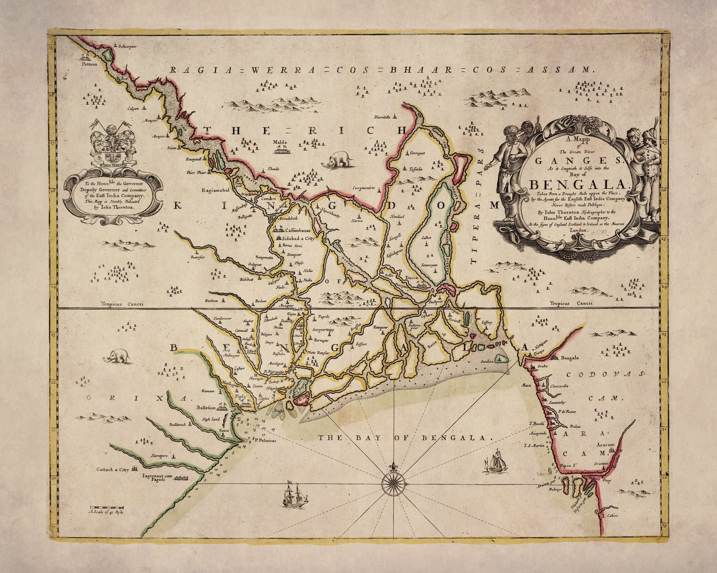 Bay of Bengal Map dated 1685 – antique art print from Ninska Designs