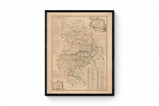 Bedfordshire Map dated 1749 - Antique Reproduction - Emanuel Bowen - Detailed County Map - Available Framed