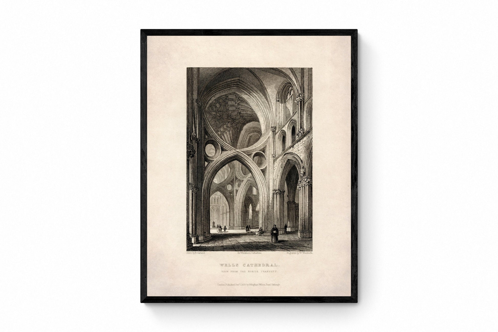 Wells Cathedral Interior – antique art print from Ninska Designs