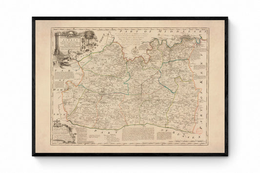Surrey Map dated 1749 – antique art print from Ninska Designs