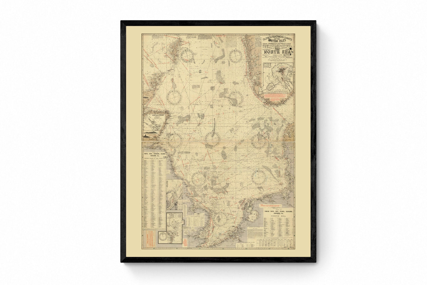 Fishermen's Chart of the North Sea Map 1920 – antique art print from Ninska Designs