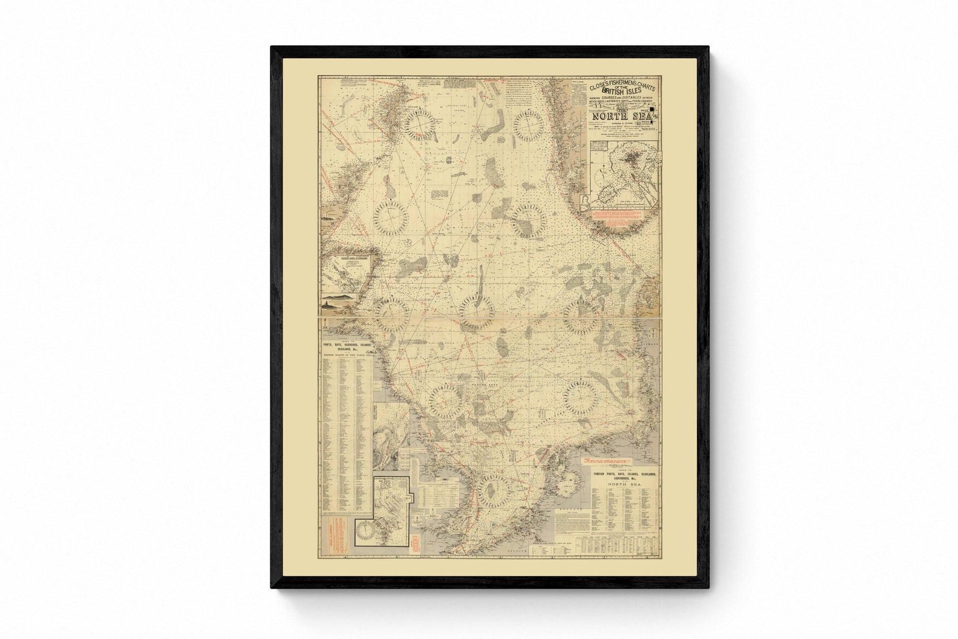 Fishermen's Chart of the North Sea Map 1920 – antique art print from Ninska Designs