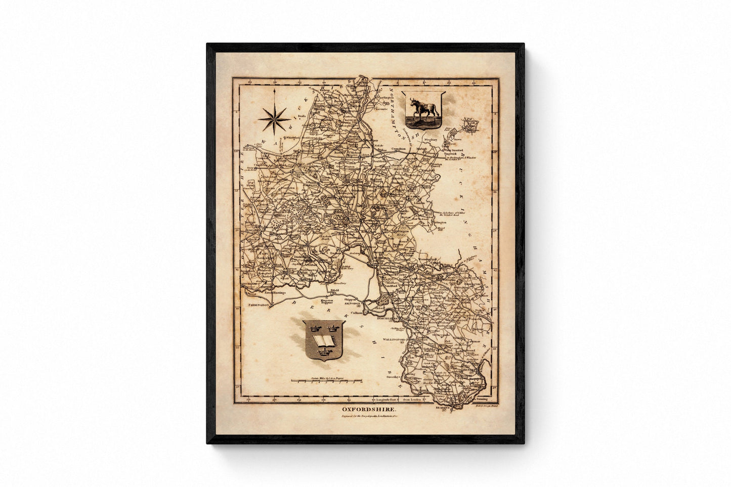 Oxfordshire in 1821 County Map 1821 – antique art print from Ninska Designs