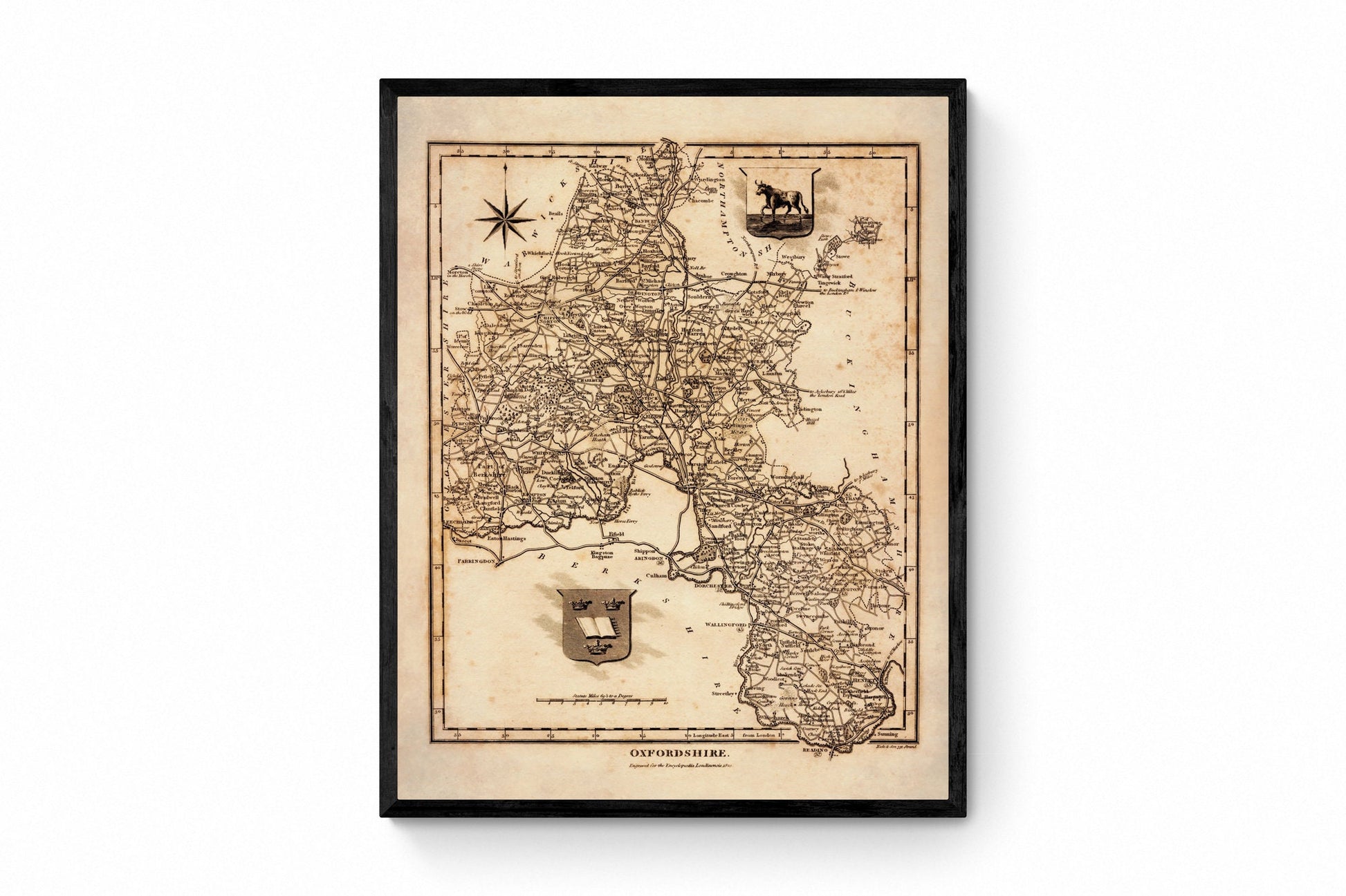 Oxfordshire in 1821 County Map 1821 – antique art print from Ninska Designs