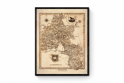 Oxfordshire in 1821 County Map 1821 – antique art print from Ninska Designs