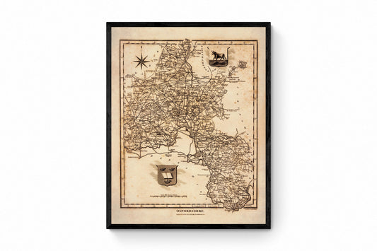 Oxfordshire in 1821 County Map 1821 – antique art print from Ninska Designs