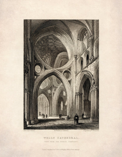 Wells Cathedral Interior – antique art print from Ninska Designs