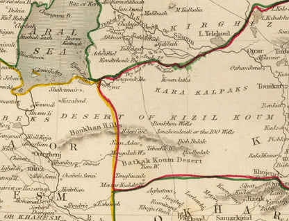 Independent Tartary - Central Asia 1851 Map - Antique Reproduction - Kazakhstan, Uzbekistan, Turkmenistan - Available Framed
