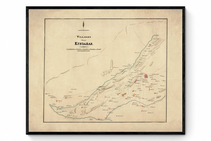 Villages round Kundahar 1840 – antique art print from Ninska Designs