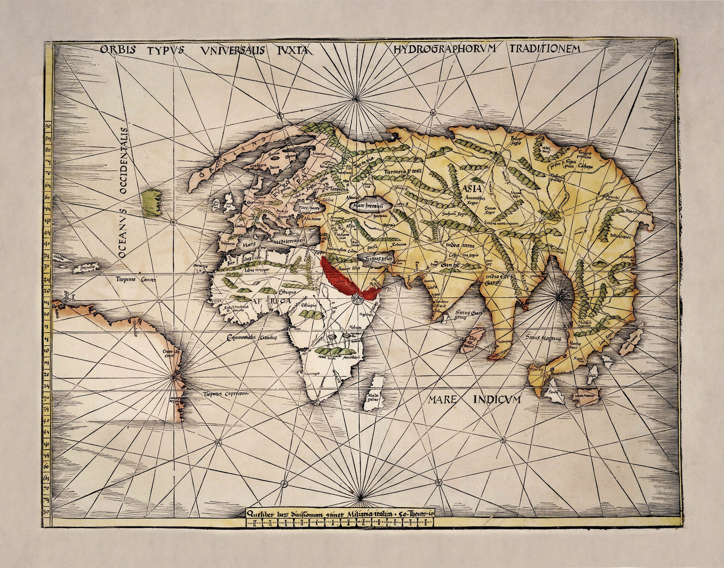 Ptolemy Map of the World in 1513 - Antique Reproduction Map - Geography - Available Framed