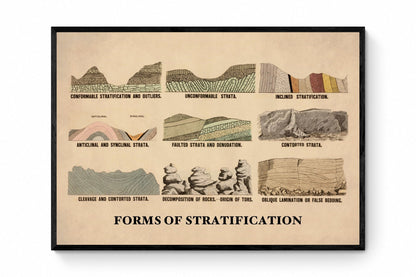 Forms of Stratification - Geology Print  dated 1880 - Antique Reproduction - Geological Diagram - Available Framed
