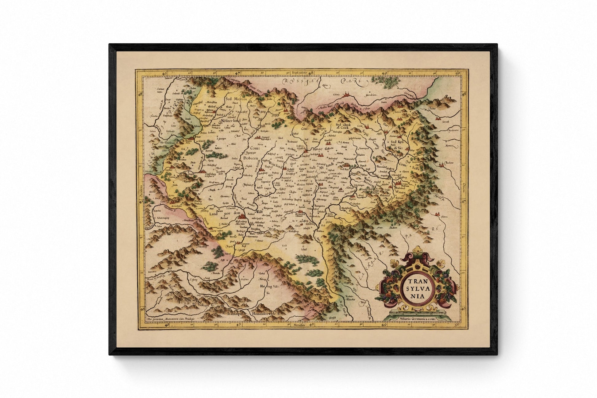 Transylvania Map dated 1595 – antique art print from Ninska Designs
