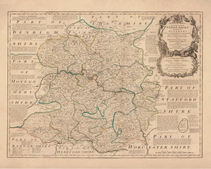 Shropshire Map dated 1760 – antique art print from Ninska Designs