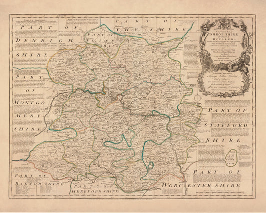 Shropshire Map dated 1760 – antique art print from Ninska Designs