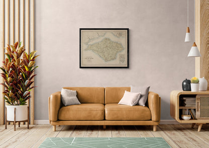 Isle of Wight Map dated c.1870 - Antique Reproduction - Unusual Map - Hampshire - Available Framed