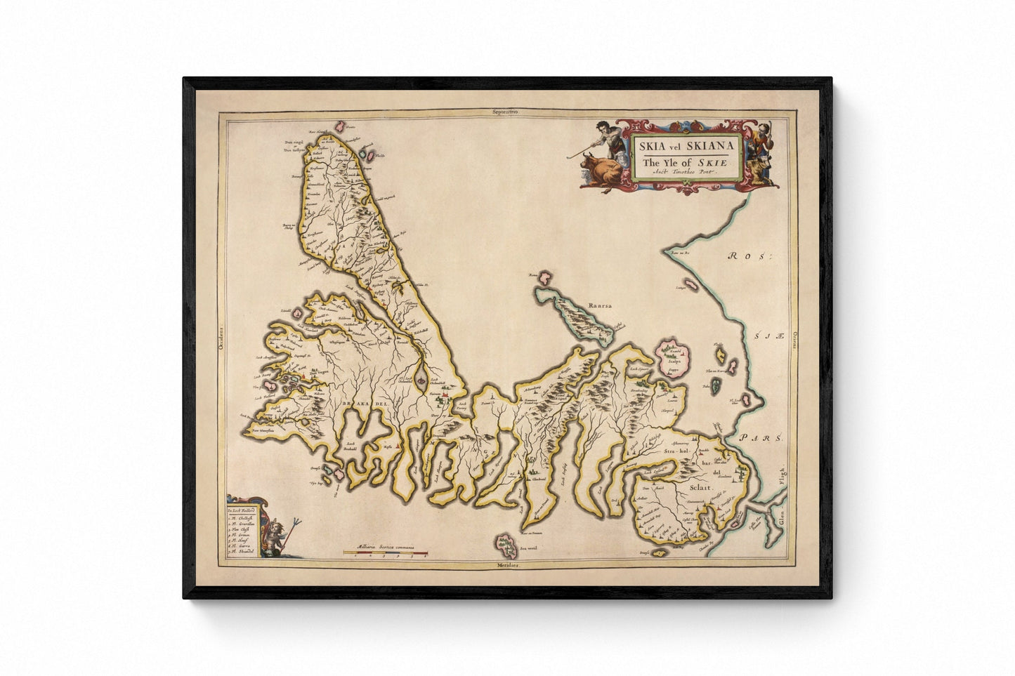 Isle of Skye Map dated 1654 - Antique Reproduction - Hebrides - Scotland - Available Framed