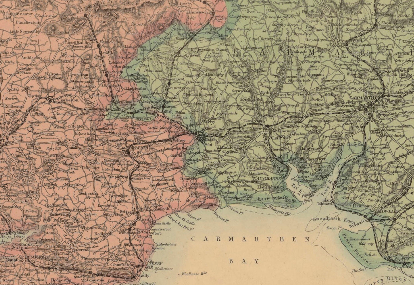 Wales map from Ordnance Surveys dated c.1890 - Antique Reproduction - Available Framed