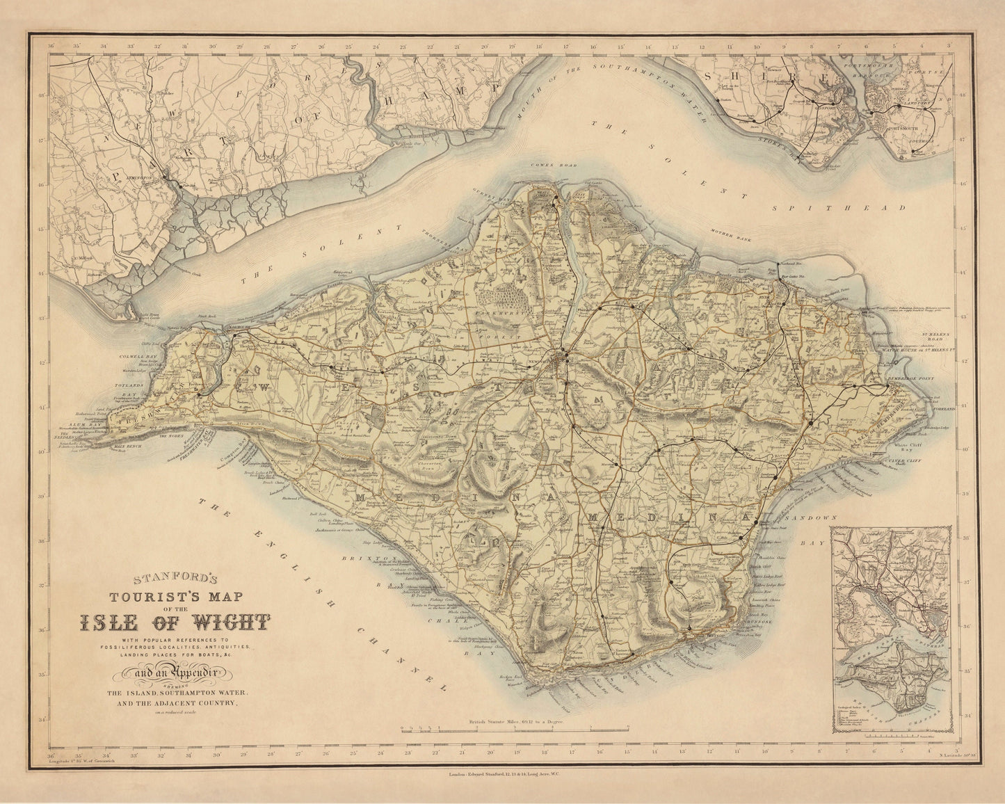 Isle of Wight Map dated c.1870