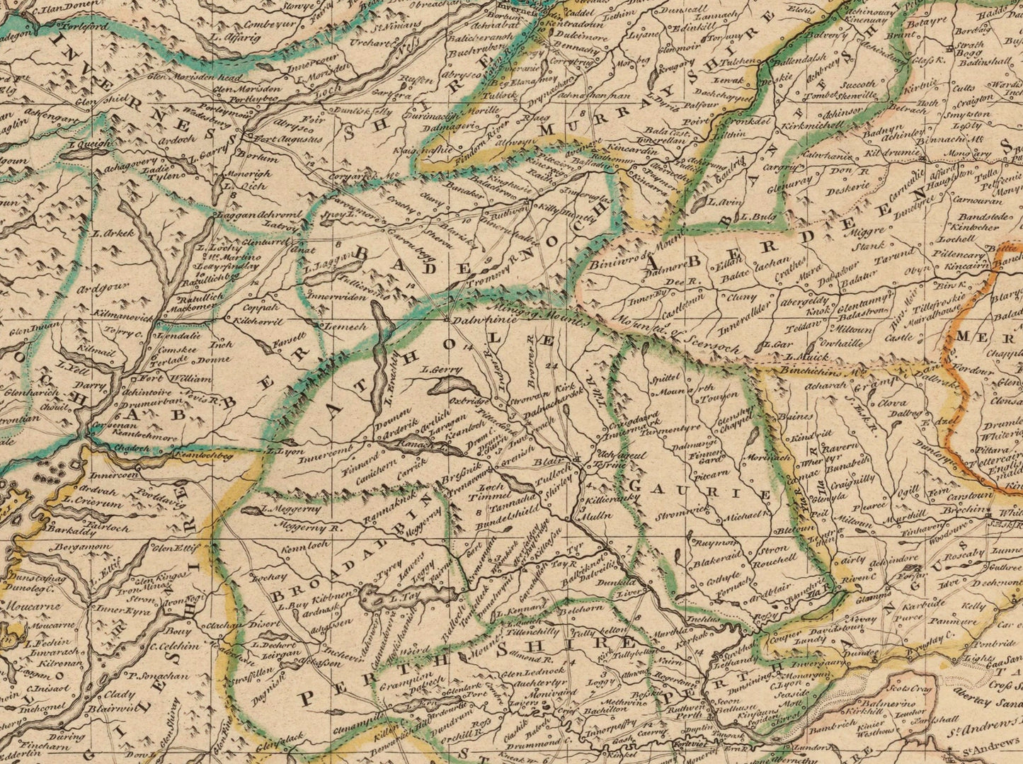 Scotland Map (North Britain) dated 1745 - Antique Reproduction - Emanuel Bowen - Detailed Map - Available Framed