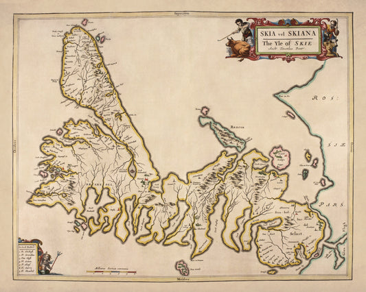 Isle of Skye Map dated 1654 - Antique Reproduction - Hebrides - Scotland - Available Framed