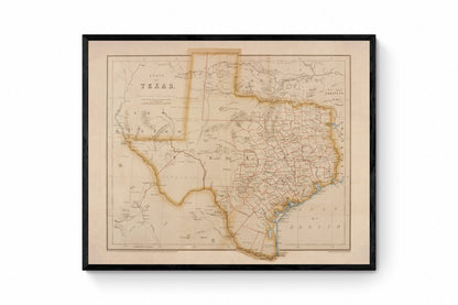 State of Texas map dated 1857 1857 – antique art print from Ninska Designs