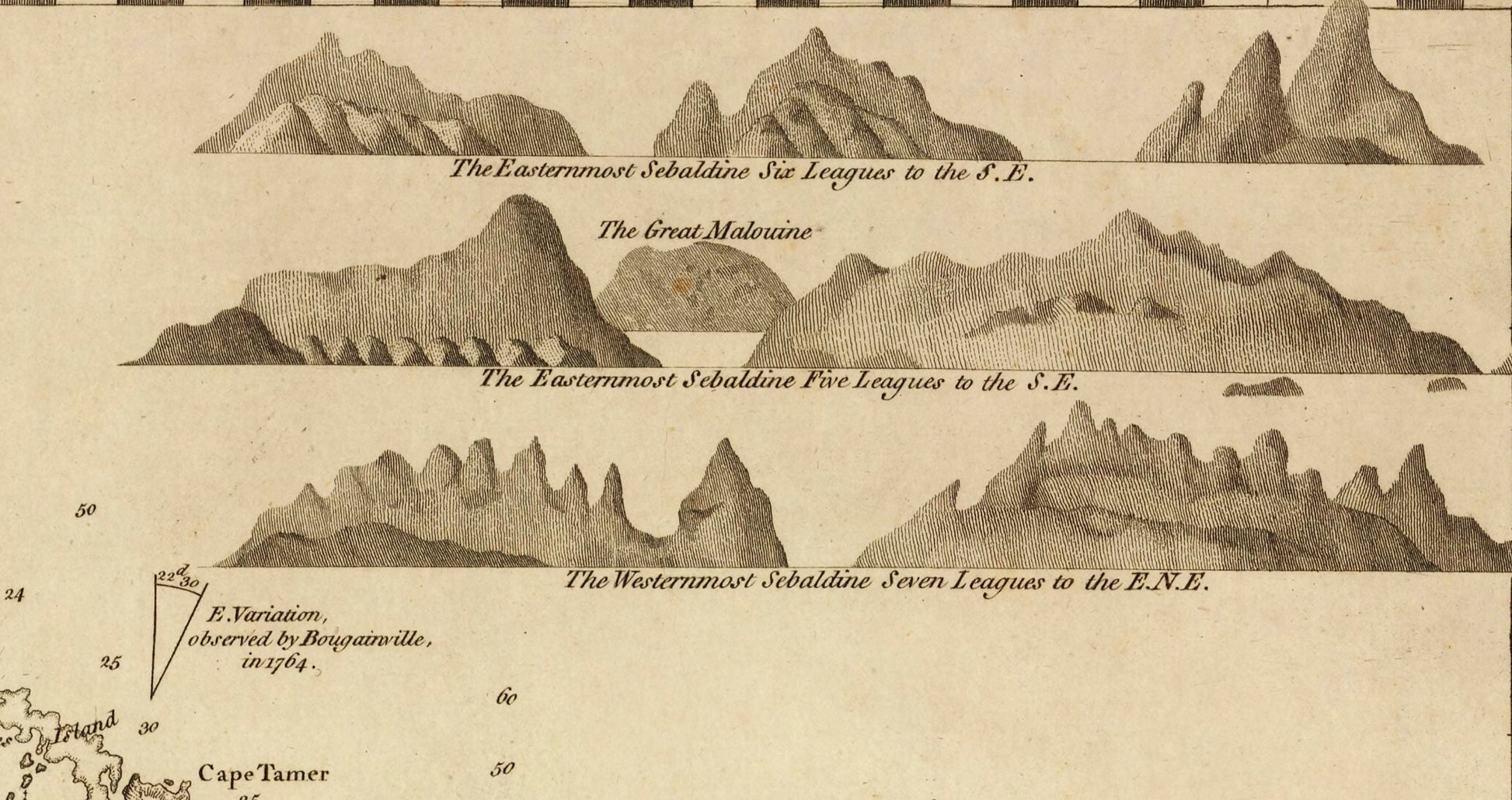 Falkland Islands Map dated 1764 - Antique Reproduction - Hawkins Maiden-land - Available Framed