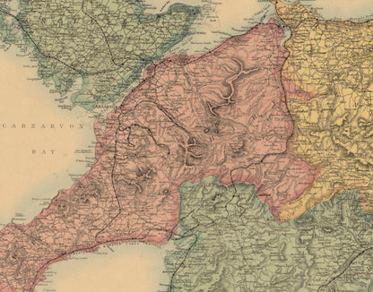 Wales map from Ordnance Surveys dated c.1890 - Antique Reproduction - Available Framed