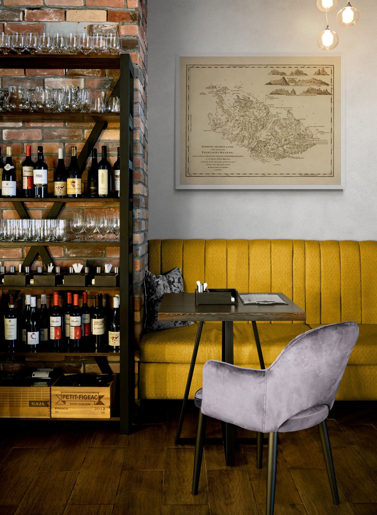 Falkland Islands Map dated 1764 - Antique Reproduction - Hawkins Maiden-land - Available Framed