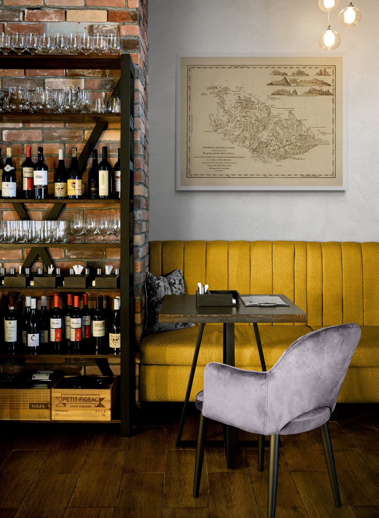 Falkland Islands Map dated 1764 - Antique Reproduction - Hawkins Maiden-land - Available Framed