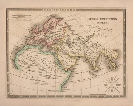 Orbis Veteribus Notus Map - dated 1839 - Antique Reproduction - Ancient World Map - Available Framed