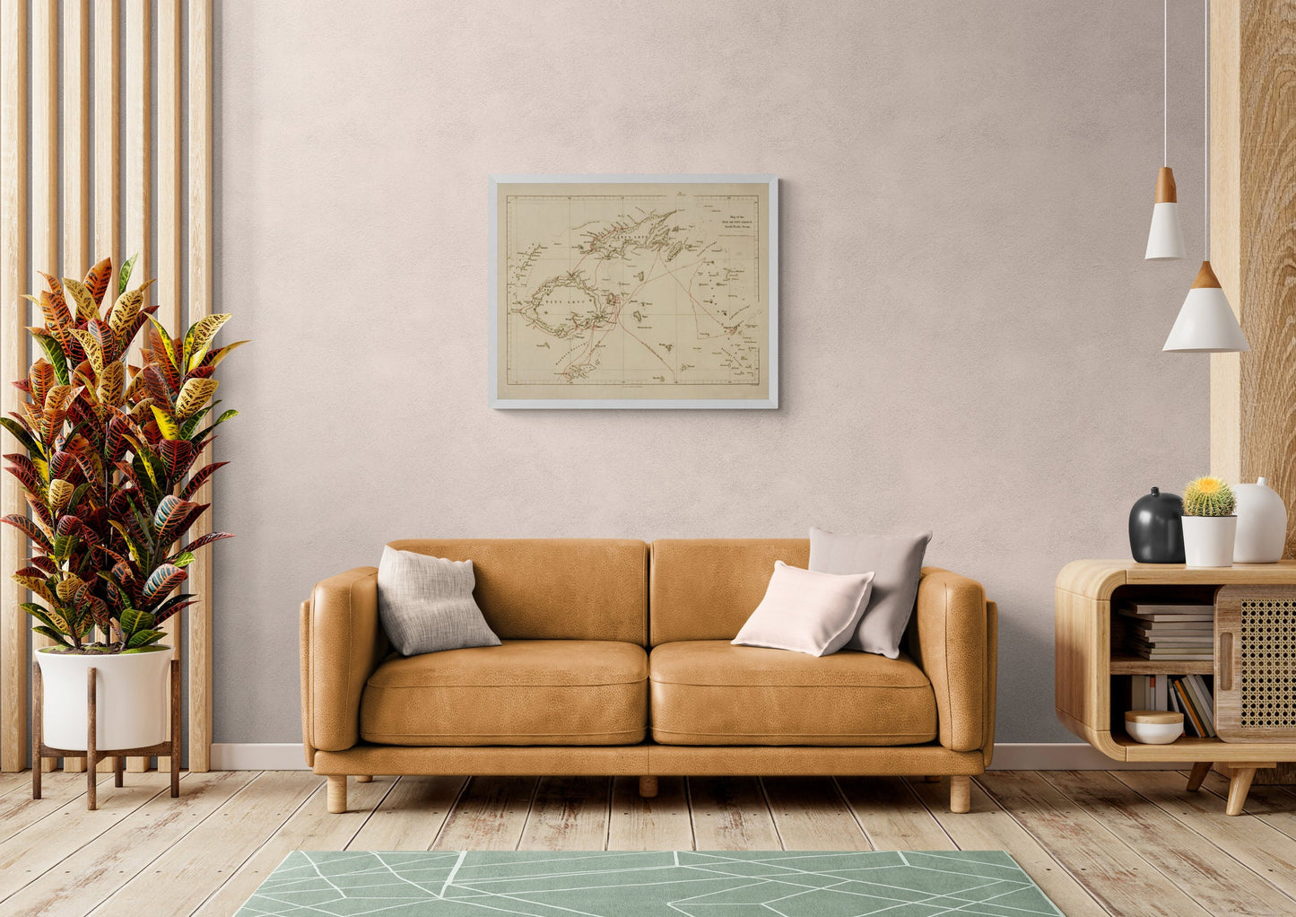 Map of the Fiji or Viti Group dated 1864 - Antique Reproduction - Pacific Islands - Available Framed