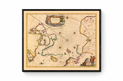Arctic Region Map dated 1638 – antique art print from Ninska Designs