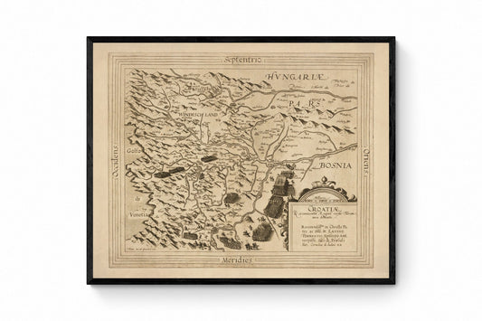 Croatia during the Long Turkish War by Cornelius de Jode Map (Croatiae) dated 1593 - Antique Reproduction - Available Framed