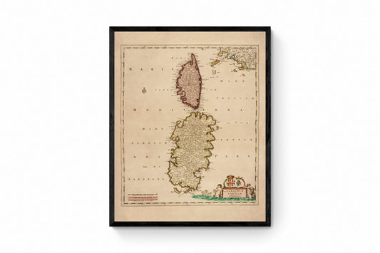 Sardinia and Corsica Map dated c. 1715