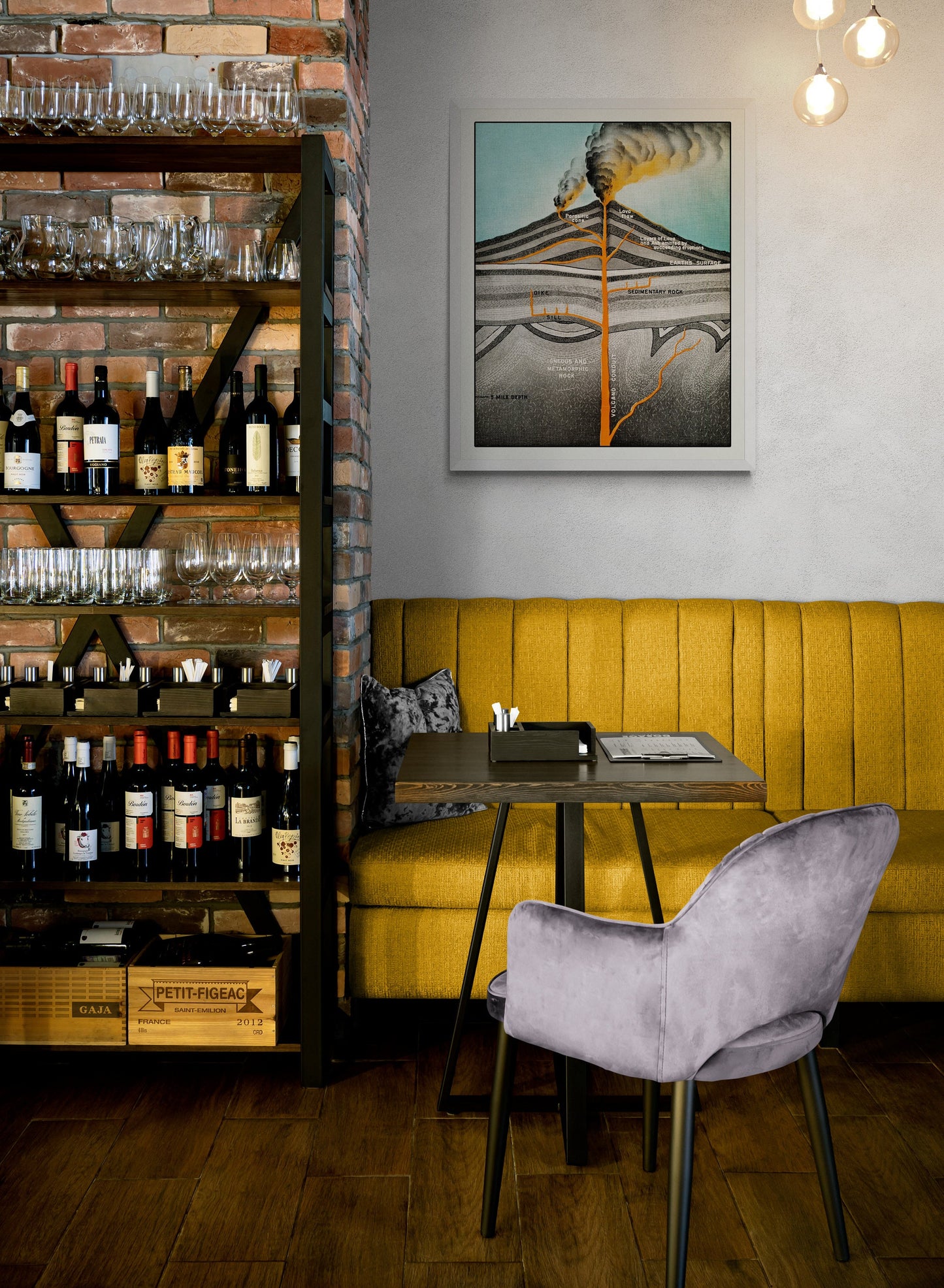 Volcano Diagram - Antique Reproduction - Volcanology - Geology - Available Framed