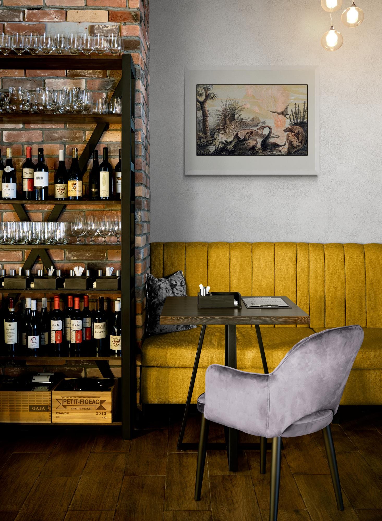 Primitive World by Adolphe Fran√ßois Pannemaker Print - dated 1857 - Antique Reproduction - Dinosaur - Palaentology - Available Framed