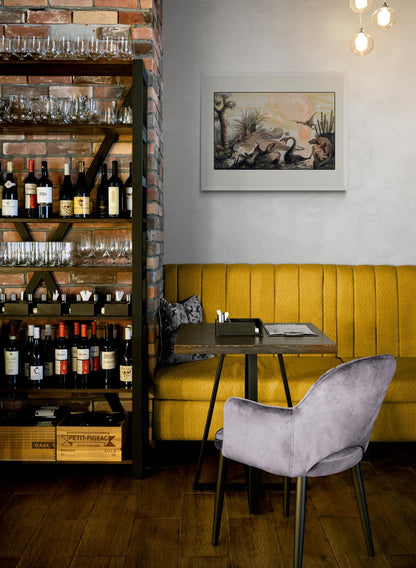 Primitive World by Adolphe Fran√ßois Pannemaker Print - dated 1857 - Antique Reproduction - Dinosaur - Palaentology - Available Framed